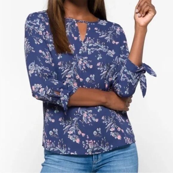 41 Hawthorn Taryn Floral Tie Sleeve Blouse Top - Picture 7 of 7